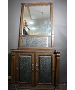 Vintage Wooden Credenza with Mirror &amp; Ornate Embossed Silver – Gothic Re... - €51.485,03 EUR