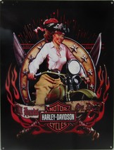 All Hands on Deck Harley Davidson &quot;Pirate Babe&quot; Metal Sign - £23.56 GBP