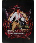 All Hands on Deck Harley Davidson &quot;Pirate Babe&quot; Metal Sign - £23.50 GBP