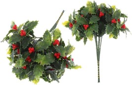 Kesyoo 12 Pcs. Artificial Christmas Bush Holiday Holly Leaves Berries Leaves - £25.91 GBP