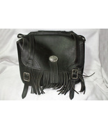 Black Leather Fringed Saddle Bag - £36.36 GBP