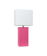 Elegant Designs Modern Leather Table Lamp with White Fabric Shade, Hot Pink - €60,19 EUR