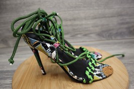 Cape Robbin Shoe Womens 8.5 M  Knox Peep Toe Block Colorful Snake Lace U... - £28.47 GBP