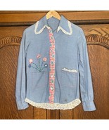 Vintage 1970s Handmade Dutch Girl Bonnet Shirt Embroidered Applique Med ... - £29.82 GBP