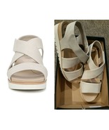 $70 Dr Scholl's Platform Sandal Shoe Get It-Oyster Beige Faux Leather New 9.5 10 - $25.97