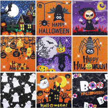 9 Pcs Halloween 5D Diamond Painting Kits Ghost Bat Full round Drill 5D D... - £23.11 GBP