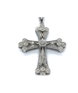 Sterling Silver Natural Diamond Cross on 17 1/2” Sterling Chain 31 Diamonds - £168.29 GBP