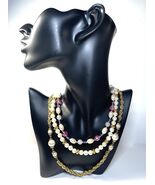 Vintage Marvella Faux Pearl Gold Rope Pink Purple Beaded 3 Necklace Lot - $1,461.98 MXN