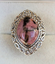 Natural Large Rhodonite Solitaire Silver Ring, 24.50 ctw Size 7 - £8.00 GBP