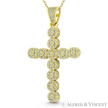 Multi-Circle Cross Cubic Zirconia .925 Sterling Silver 14k Y Gold-Plated Pendant - £25.66 GBP+