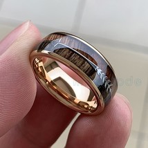 8/6mm Fashion Tungsten Carbide Wood Rings Steel Arrow Inlay For Men Women Classi - £21.32 GBP