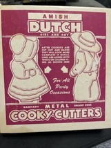 Amish Pennsylvania Dutch Metal Cooky Cutters Girl &amp; Boy Box Cookie Tin Folk Art - £7.92 GBP