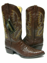 Mens Western Cowboy Boots Brown Alligator Belly Pattern Point Toe - £88.74 GBP
