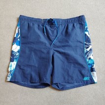 Nike Swim Trunks Board Shorts Mens Size L Navy Blue Lined Pockets Logo - £17.13 GBP