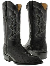 Mens Black Western Wear Cowboy Boots Real Ostrich Quill Skin J Toe - £231.76 GBP