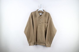 Vintage 90s Streetwear Mens Large Faded Blank Collared Pullover Sweatshirt Beiet - £42.78 GBP