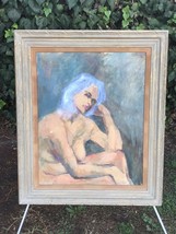 Original Modern Abstract Impressionist Oil On Canvas Mid Century Portrait Large - £559.44 GBP