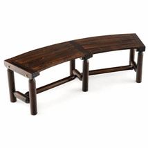 Patio Curved Bench Carbonized Wood Dining Bench for Round Table 710 LBS Max Load - £138.28 GBP