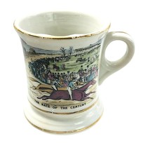 RACE OF THE CENTURY Horse Racing Mustache Mug Porcelain Coffee Cup - $19.37