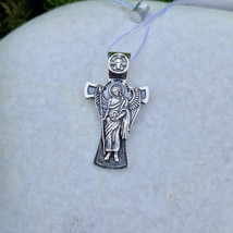 New Pendant Cross Guardian Angel Orthodox Russian Sterling 925 Silver Men Women - £53.34 GBP