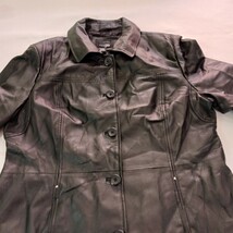 East 5th Women's Black Genuine Leather Full Button Coat Jacket Size XL image 10