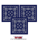3 Hav-A-Hank XL BIG OVER SIZE BLUE PAISLEY 27&quot; BANDANA Head Wrap Face Ma... - $27.42 CAD