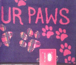 Kitchen Rug "Wipe Your Paws" Floor Mat Microfiber Black Red Pawprints 17x28 image 2