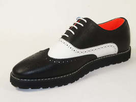 Men's Shoes The Priority L TAYNO Leather Wingtip Dressy Sneaker Black/White image 3