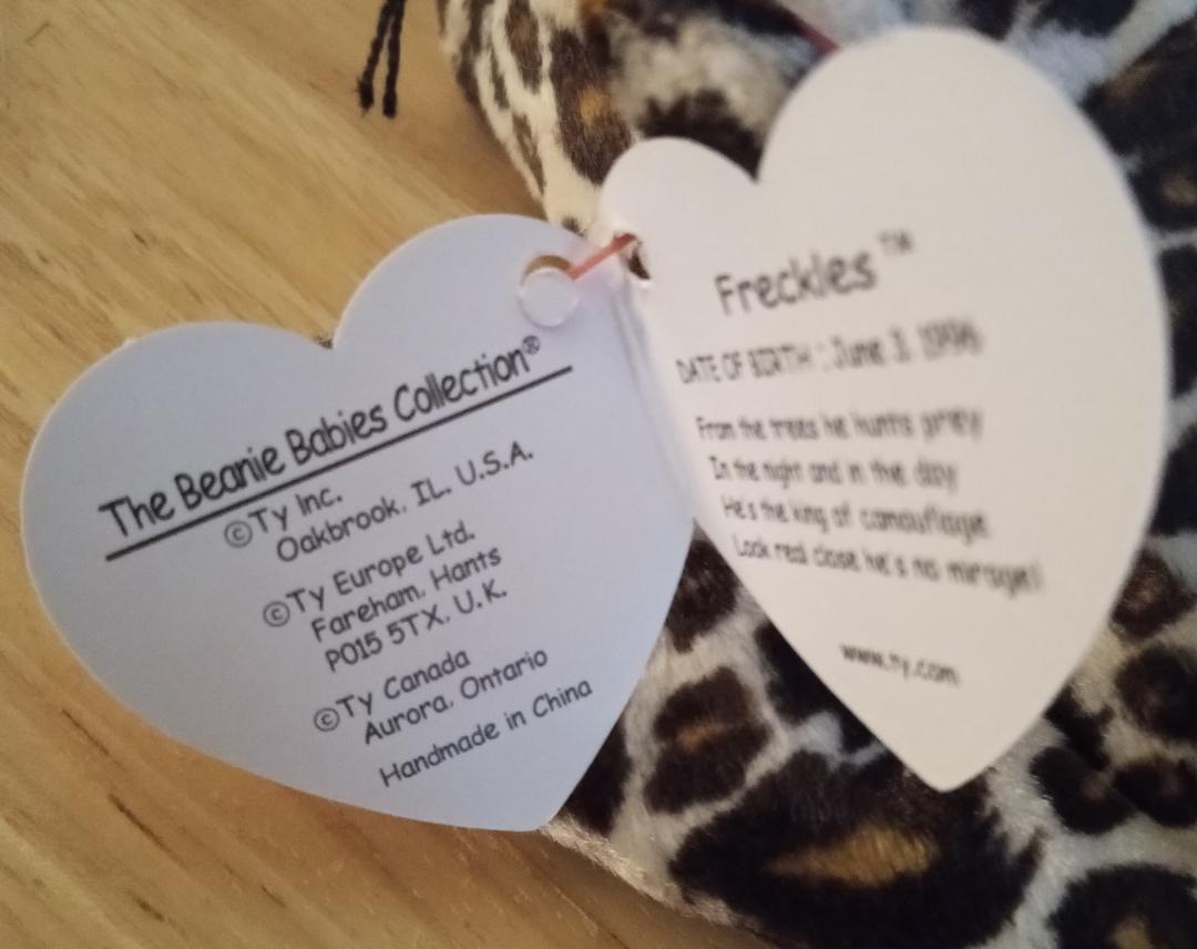 Image 3 of TY Beanie Baby Babies Original Freckles the Spotted Leopard with TY tag Error