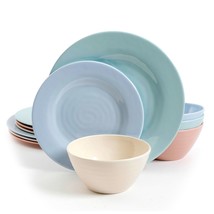 Gibson Home Brist Pastels 12 Piece Melamine Dinnerware Set in Assorted Colors - $1,601.47 MXN