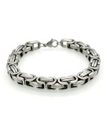 Mens Silver Stainless Steel Byzantine Chain Bracelet 9in 8mm - £18.32 GBP