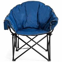 Folding Camping Moon Padded Chair with Carrying Bag-Navy - Color: Navy - $94.46