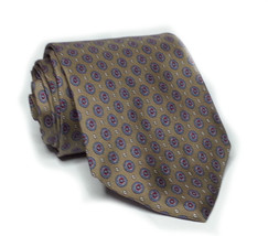Christian Dior Men Silk Dress Tie 3.5&quot; wide 57&quot; long Brown Microprint USA ITALY - £23.33 GBP