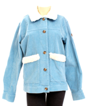 Roxy Almost Famous Blue Stretch Corduroy Jacket Faux Fur Trim  Women&#39;s M... - $89.09