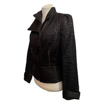 Worthington Black Alligator Print Peplum Moto Jacket Size S - £26.80 GBP