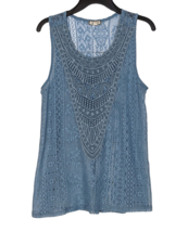 Eyeshadow Women’s Sz Small Completely Sheer Lace Pale Blue Sleeveless Top - $14.85