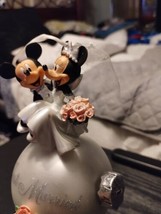 Disney Mickey Carry Minnie Wedding Glass Christmas Ornament Just Married  Rare - £173.48 GBP