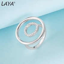 925 Sterling Silver High Quality Zircon Double Circular Irregular Finger Ring Fo - £38.99 GBP
