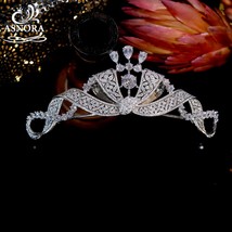New Shiny Wedding Jewelry Crown Tiara Headband Elegant Crystal Zirconia Crowns F - £93.26 GBP