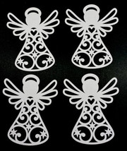 4 Angel Die Cuts Scrapbook Cards Paper Piecing Filigree 4&quot; x 3.25&quot;   White - £1.29 GBP