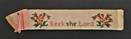 1800s antique PAPER PUNCH SAMPLER cross stitch BOOKMARK bible Seek The Lord - £37.93 GBP