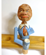 ANRI Mechanical Drinking Women  Bottle Stopper Wood Hand Carved Puppet B... - £69.45 GBP