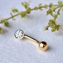 1Ct Round Simulated Diamond 14K Yellow Gold Plated Belly Button Ring - £69.95 GBP