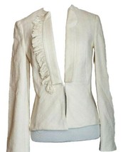 Derek Lam 10 Crosby Jacket Womens 2 Peplum Ivory Fringe Lapel Blazer Tex... - £53.65 GBP