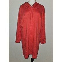 Theo &amp; Spence Terry Knit Long Sleeve Hoodie Lounge Dress Coral Size Large - $24.70