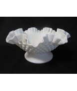 FENTON ART GLASS HOBNAIL WHITE MILK GLASS 10-1/2&quot; BOWL DOUBLE CRIMPED ED... - £22.71 GBP