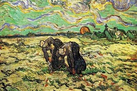 Two Peasant Women Digging in Field with Snow by Vincent van Gogh - Art Print - £17.37 GBP+