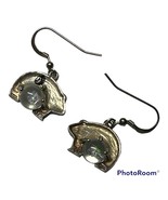 vintage Sterling silver Handmade Laser Engraved Mountain Bear Earrings - $83.39 CAD