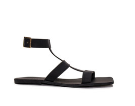 Vegan sandals roman flat backless open-toe with adjustable ankle-strap buckle - £65.26 GBP