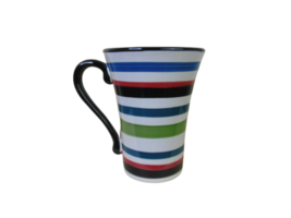 Tall Bright Stripe Mug Living Art Hand Painted - £12.55 GBP